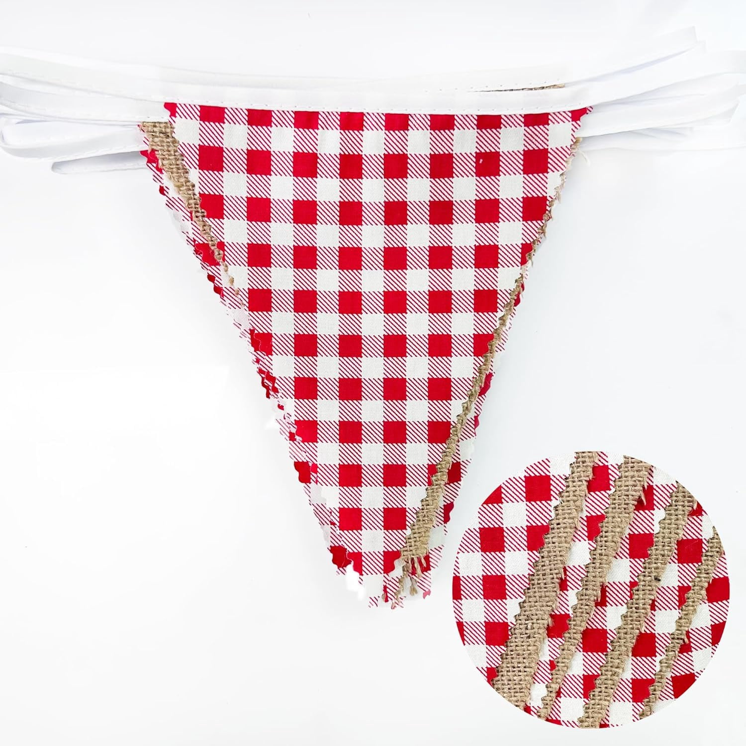 SHILIU-26Ft Red Plaid Burlap Banner Red Checkered Burlap Pennant ...