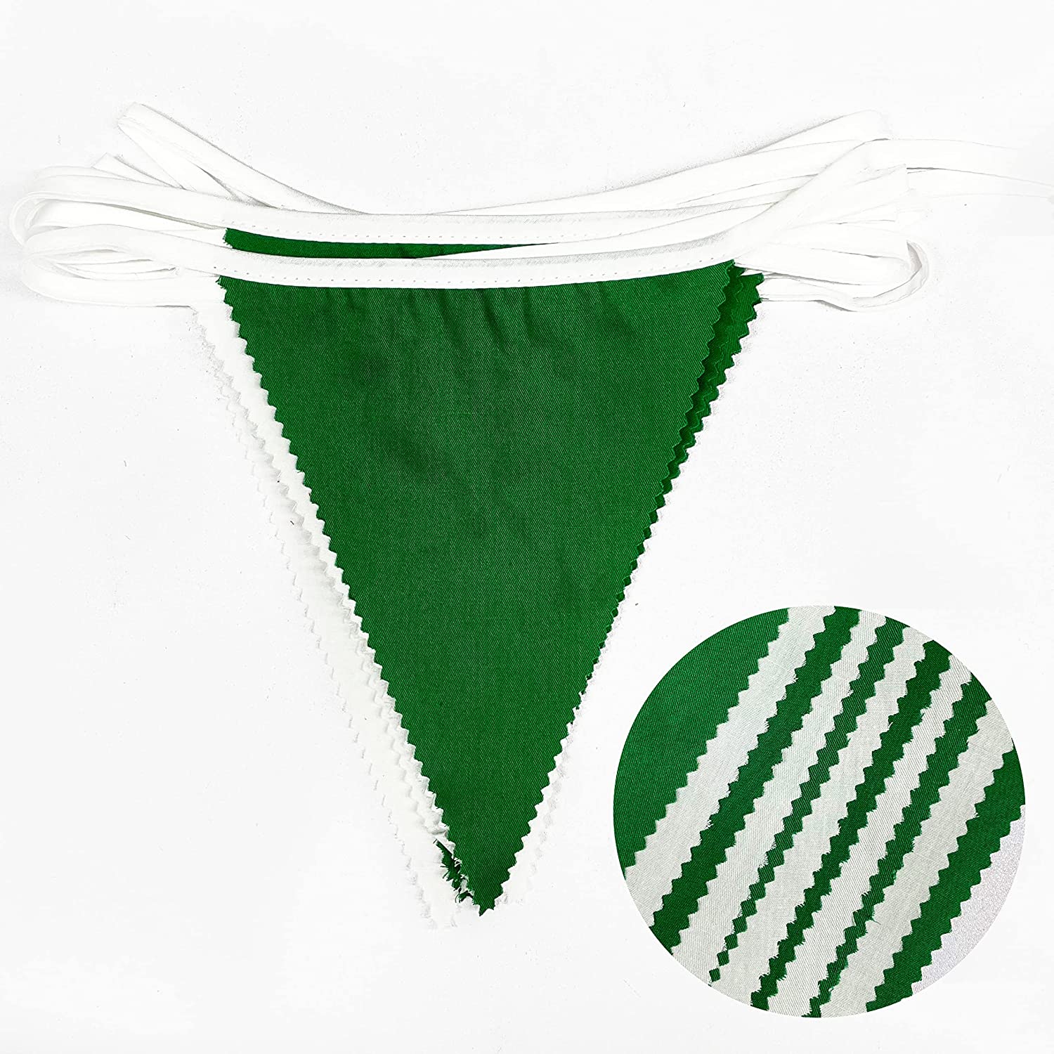 SHILIU-32Ft Green and White Banner Party Decorations Triangle Flag ...