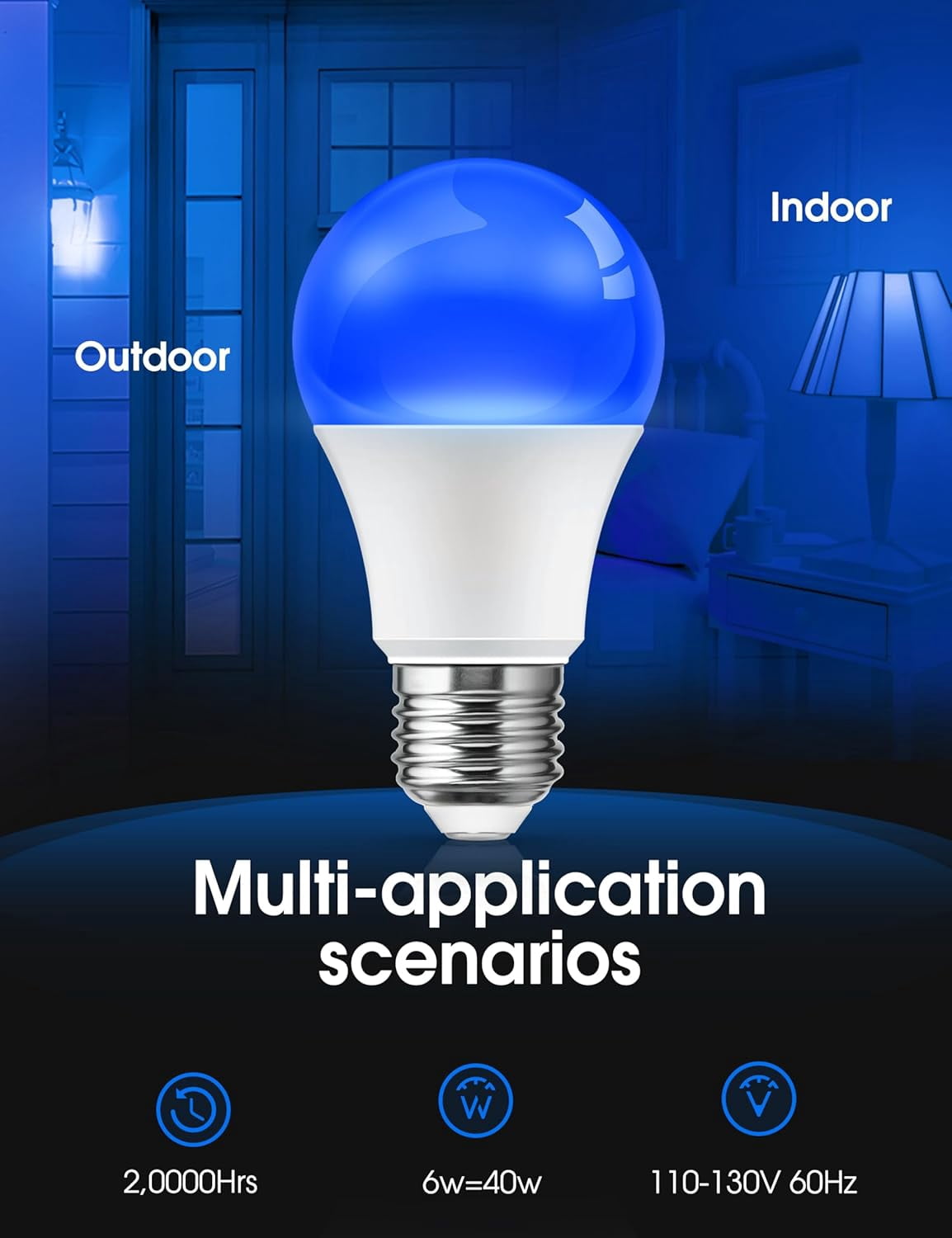 SHILIU-Blue Light Bulbs Outdoor, Dusk to Dawn Sensor A19 Blue Porch ...