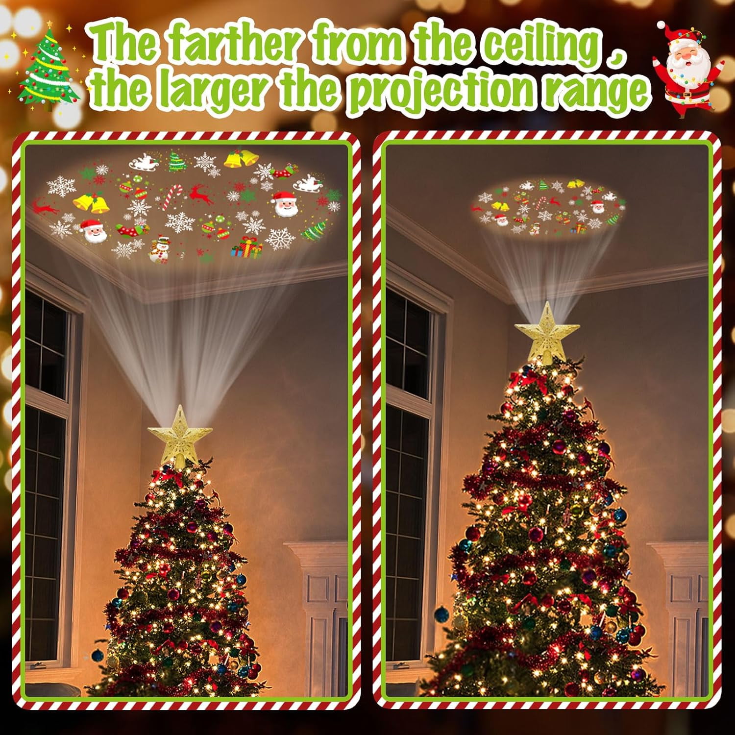 SHILIU-Christmas Tree Topper Lighted,Star Tree Topper with Projector ...