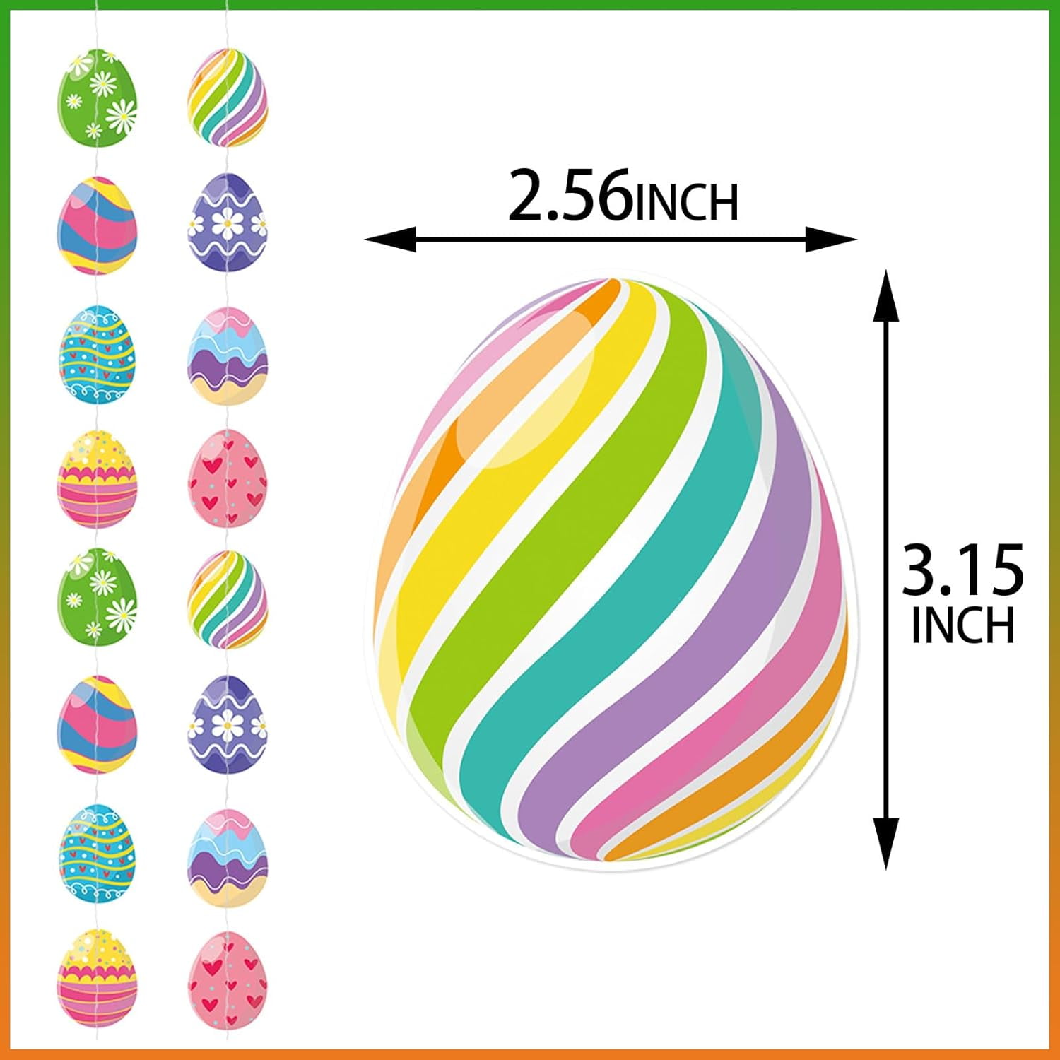 SHILIU-Easter Egg Party Decoration Garland - 8pcs Pastel Rainbow Spring ...