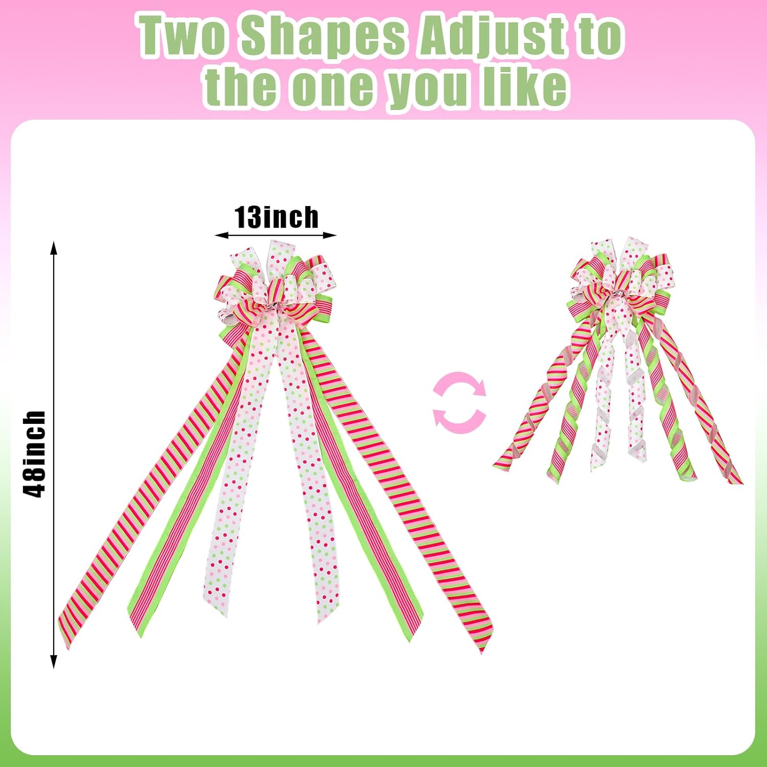 SHILIU-Green and Pink Christmas Tree Topper, 48 x 13 Inches Bow Wreath ...