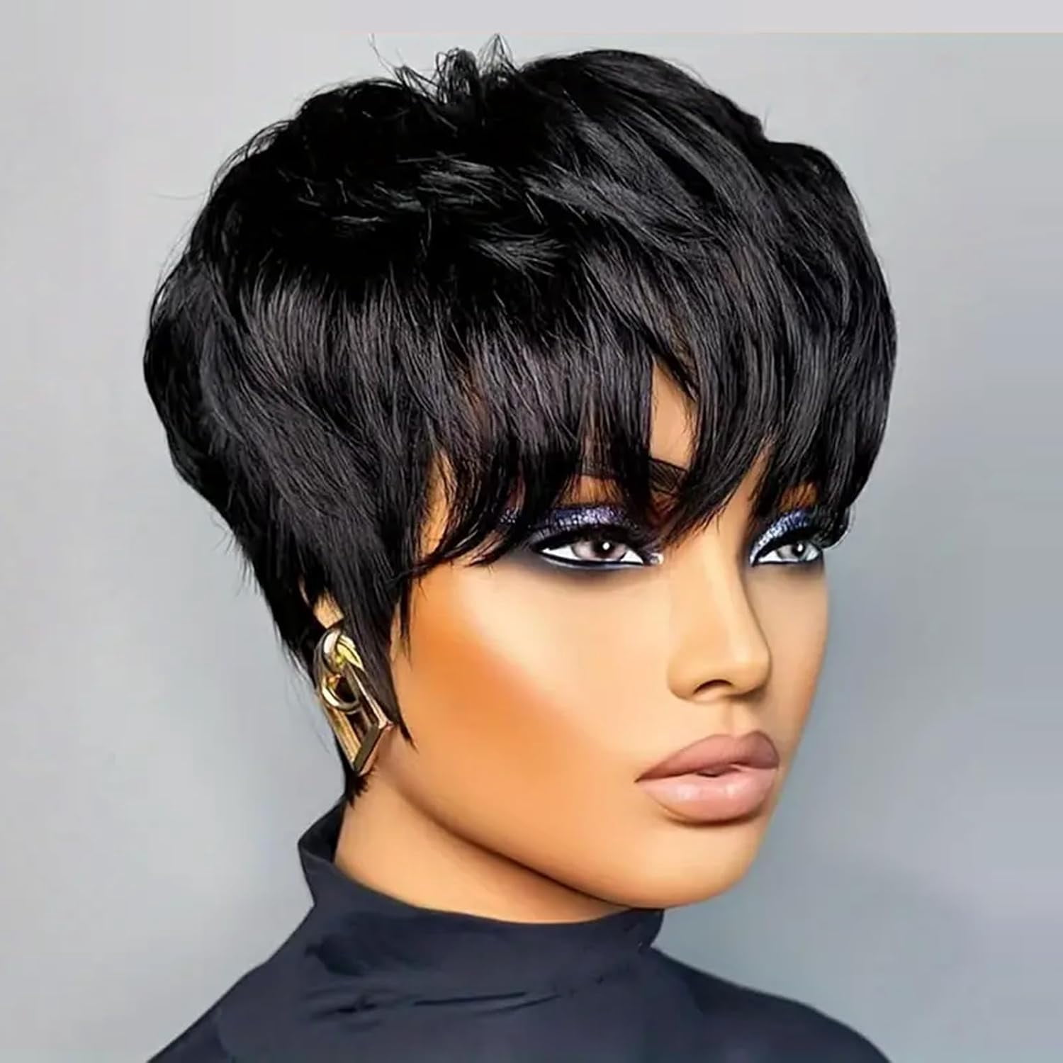 SHILIU-Pixie Cut Wig Human Hair Short Pixie Cut Wigs for 