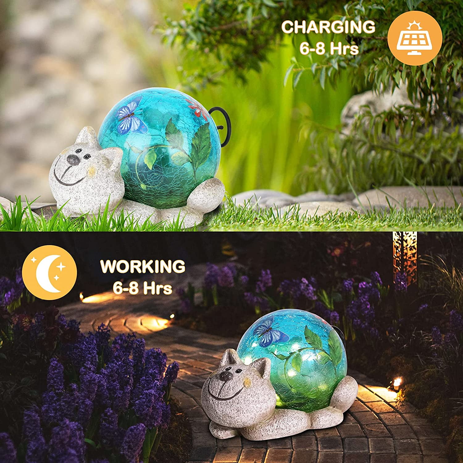 Unique Solar Statues SHILIU-Solar Garden Statues Outdoor Figurines - Cat Lawn Ornament with ...