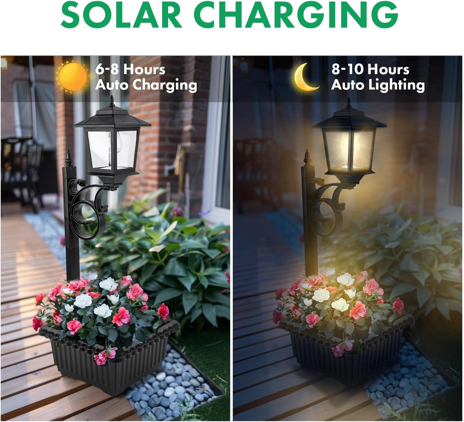 SHILIU-Solar Lamp Post Light with Planter, 2 in 1 Outdoor Flower Pots ...