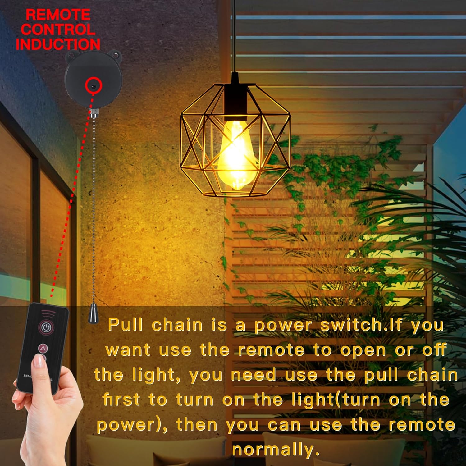 SHILIU-Solar Pendant Light - Outdoor/Indoor Solar Chandelier with Pull ...