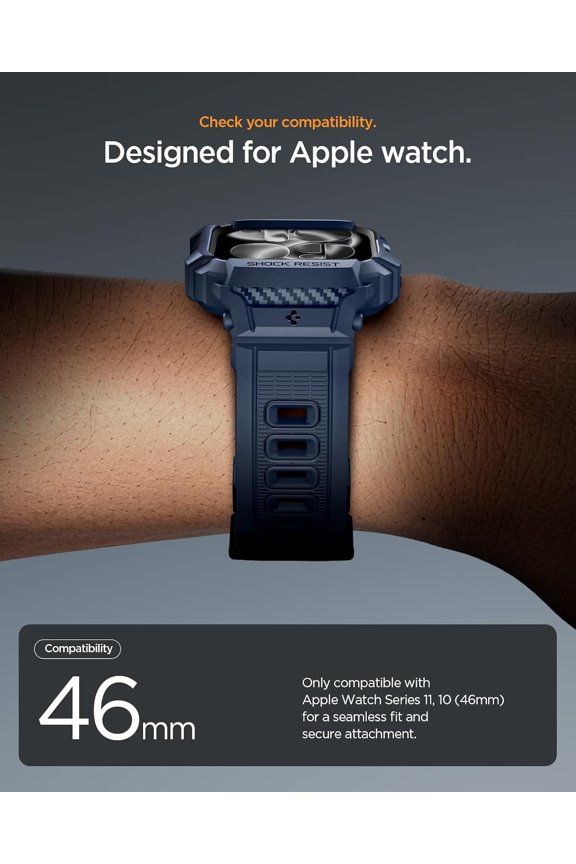 -for Apple Watch Band with Case, Rugged Armor Pro Compatible with Ultra 3/2/1 49mm, Series 11/10 46/42mm, 9/8/7 41mm, SE3/SE2/SE/6/5/4 40mm Cover Strap