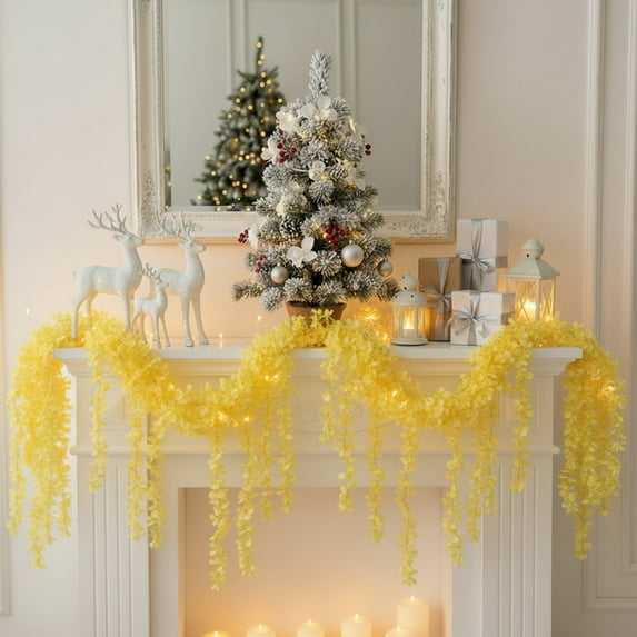 SHIMELE 10 Pack Artificial Flower Vines, Fake Orchids and Hydrangeas, Outdoor Hanging Plants for Garden, Porch, Wedding Decor, Sunproof Floral Decoration