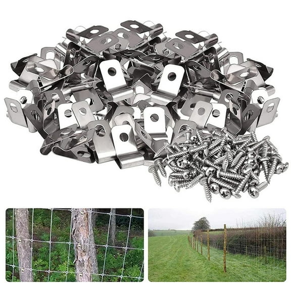 SHIMELE 100 Pcs Fence Clamps for Welded Fencing, Metal Mounting Clips, Secure Vinyl Wood or Metal Fences, Heavy Duty Wire Holders, Durable Outdoor Fasteners, Padded Clip Set