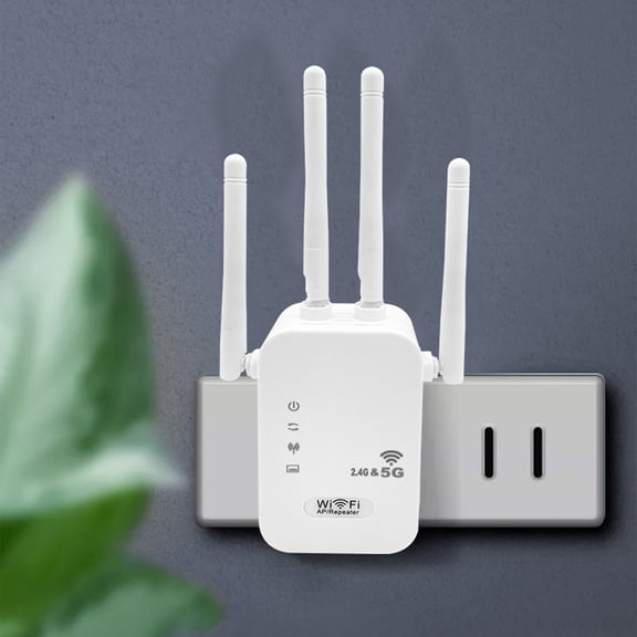 SHIMELE 1200Mbps WiFi Extender Signal Booster, Wireless Internet Repeater, Dual Band Amplifier, Long Range WiFi Range Extender with Ethernet Port for Home Use
