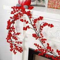 SHIMELE 180cm Red Berry Garland Indoor Decorations Artificial Christmas Vine Flexible Beaded Climber for Home Wedding Party Decor