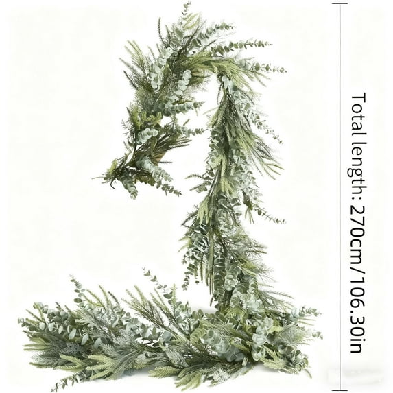 SHIMELE 106in Artificial Christmas Garland Fake Pine Needle Rattan Artificial Vines Hanging Greenery Christmas Decor for Door Window Wall Wedding Living Room Indoor Outdoor Decoration