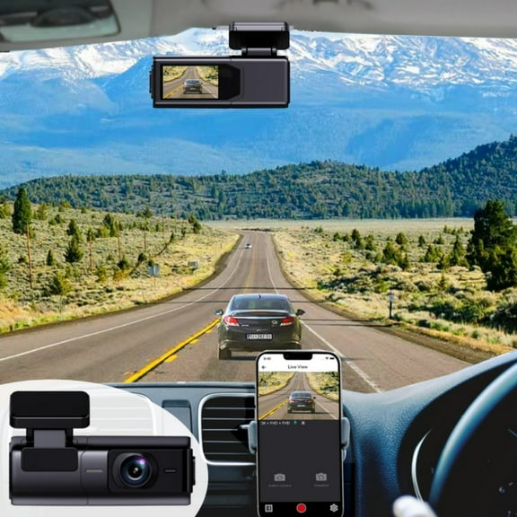 SHIMELE 2K HD WiFi Dash Cam, Front and Rear Car Recorder, 1296P Car Camera with Reversing Image, Night Vision, G-Sensor, Loop Recording, Easy Install
