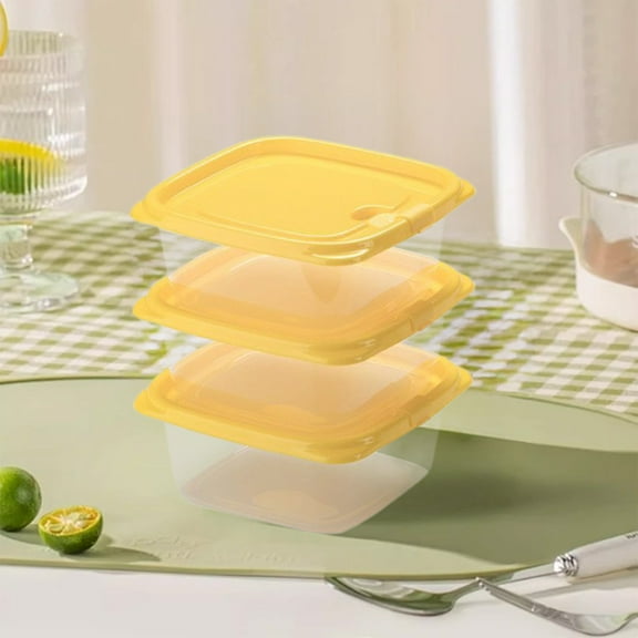 SHIMELE 3 Packs Refrigerator Storage Box Set - Clear Plastic Food Containers with Locking Lids, Stackable Meal Prep Bowls for Leftovers and Snacks 460ml