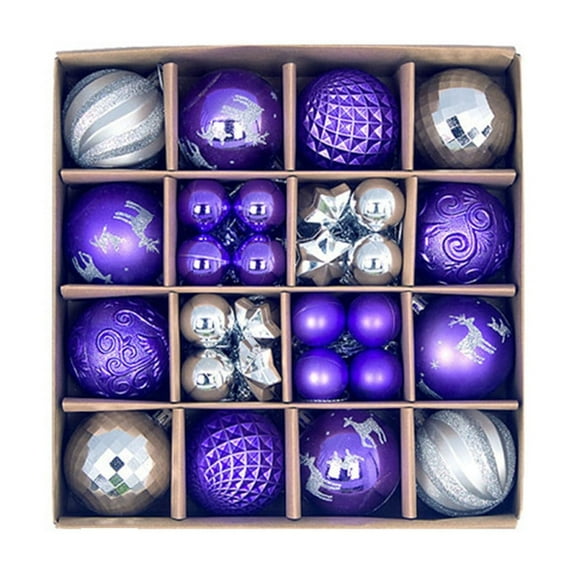 SHIMELE 44-Piece Christmas Balls Set, Plastic Decorative Ornaments, Purple Shatterproof Hanging Baubles for Holiday Tree, Window, and Party Decor