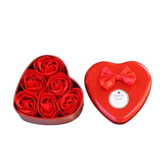 SHIMELE 6Pcs Rose Scented Soap Flowers Gift Set, Heart Shaped Decorative Bath Soap, Everlasting Artificial Flowers for Home Decor, Elegant Wedding and Anniversary Decoration
