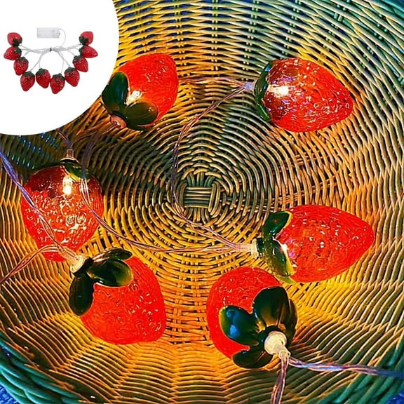 SHIMELE 78.7 Inch LED Strawberry String Lights, Battery Powered, Birthday Decorations, Party Ambiance, Fruit Shaped, Indoor/Outdoor Use