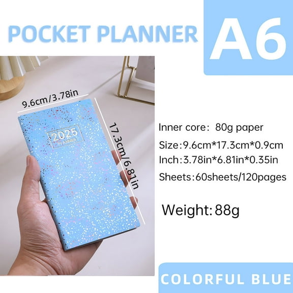 SHIMELE A6 Mini Notebook Planner Organizer Journal - Daily Schedule Diary, Travel Memo Book, 60 Sheets, Portable Design for Work or Personal Use
