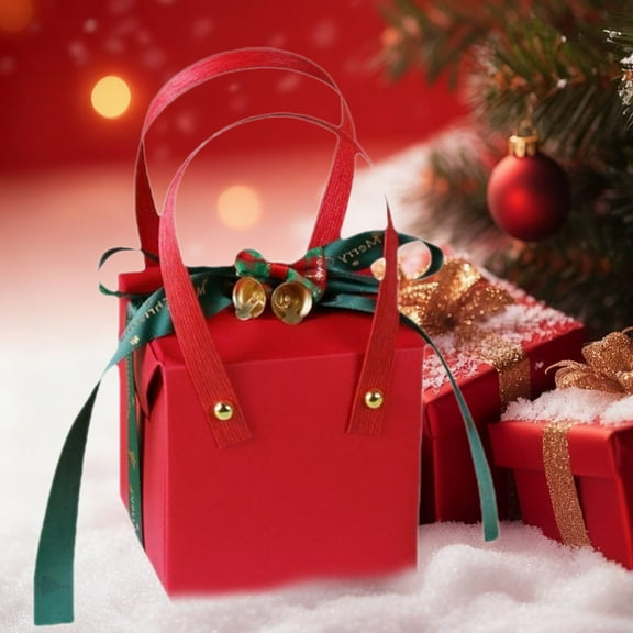 SHIMELE Assembled Christmas Apple Gift Box Holiday Treat Packaging Festive Fruit Box Christmas Eve Gift Wrap Holiday Decorations Paper Bag Christmas Bells