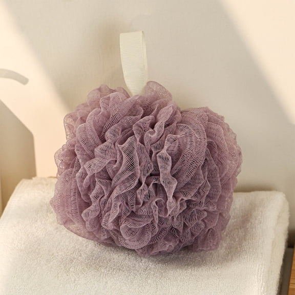 SHIMELE Loofah Bath Sponge Scrubber, Mesh Shower Loofah Sponge, with Lanyard, Purple