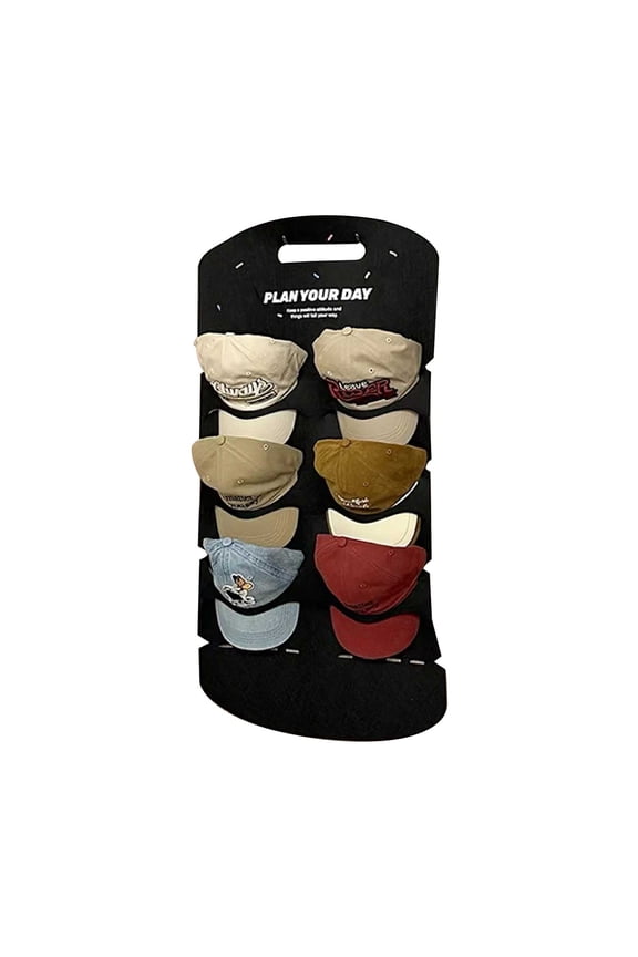 Behind The Door Hat Hanging Storage Bag - Wall Mounted, Plaid Layered Fabric, Baseball Cap Organizer for Closet & Entryway