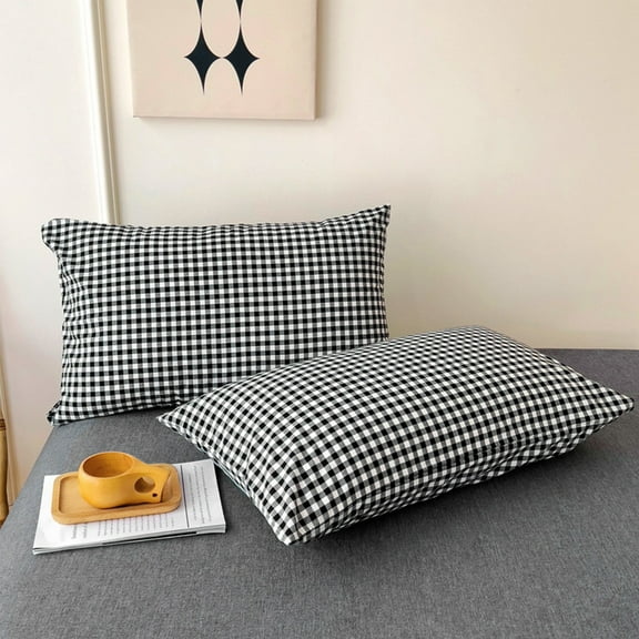 SHIMELE Black and White Checkered Soft Cotton Sateen Pillowcase - Quiet, Allergy-Resistant, Stays in Place for Bedroom or Living Room Use