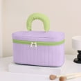thumbnail image 1 of SHIMELE Canvas Makeup Bag with Handle, Toiletry Organizer, Brush Holder, Cute Travel Cosmetic Pouch for Teens and Girls, 1 of 6