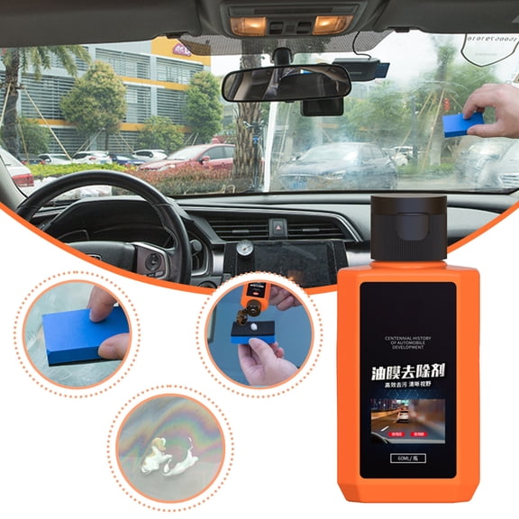 SHIMELE Car Glass Oil Film Remover, Long Term Protection Cleaner, Clear Vision Automotive Glass Cleaner, Stubborn Stain Removal for Windshields, Easy to Use Maintenance Solution