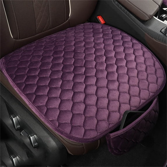 SHIMELE Car Seat Cushion Plush Winter Seat Pad Non-Slip Rubber Bottom Stylish Design with Storage Pouch for Vehicle Comfort and Protection