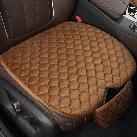 SHIMELE Car Seat Cushion Plush Winter Seat Pad Non-Slip Rubber Bottom Stylish Design with Storage Pouch for Vehicle Comfort and Protection