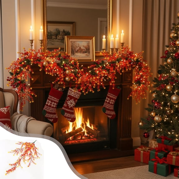 SHIMELE Christmas Artificial Flower Camellia Vines, Faux Eucalyptus Rattan, Decorative Money Leaf Vines, Vibrant Home Decor for Holiday & Events, 75cm
