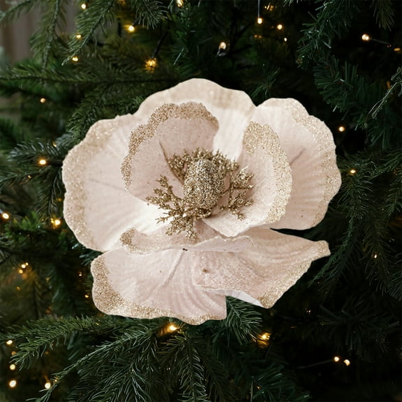 SHIMELE Christmas Artificial Flowers Bouquet | Festive Fake Floral Arrangement | Holiday Desktop Ornaments | Lifelike Home Decor | Durable Plastic Decorations | Red and White Christmas Flowers