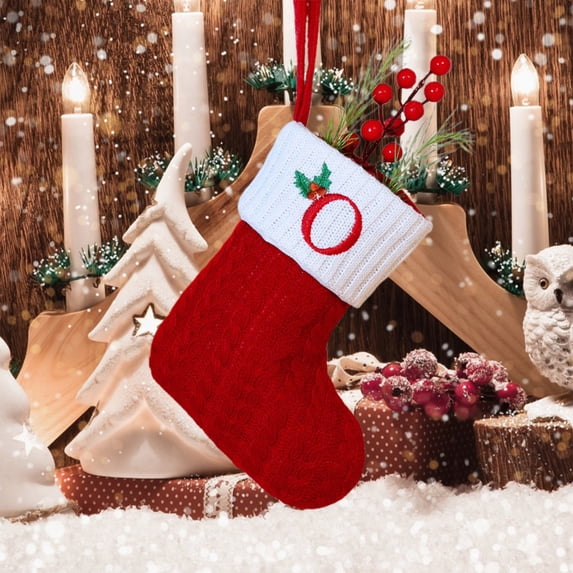 SHIMELE Christmas Embroidered Letter Socks Red Green White Knitted Stockings Decor Christmas Tree Pendant Home Decoration Gift