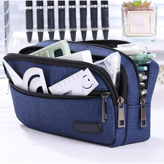 SHIMELE Corduroy Pencil Case Large Capacity Pen Pouch Multi Layer Zipper Pencil Bag Stationery Organizer Cosmetic Pouch Portable Pen Holder Storage Case Office Supplies