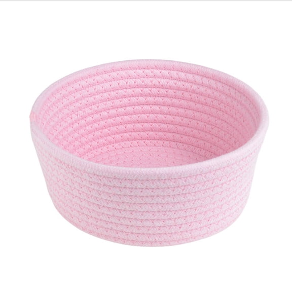 SHIMELE Cotton Rope Stacking Basket, Small Desktop Storage Basket, Easy Access Open Storage Bin, 6.7" x 6.7" x 3.15", Pink, 1pc