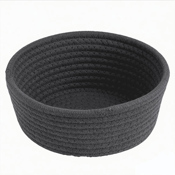 SHIMELE Cotton Rope Stacking Basket, Small Desktop Storage Basket, Easy Access Open Storage Bin, 6.7" x 6.7" x 3.15", Black, 1pc