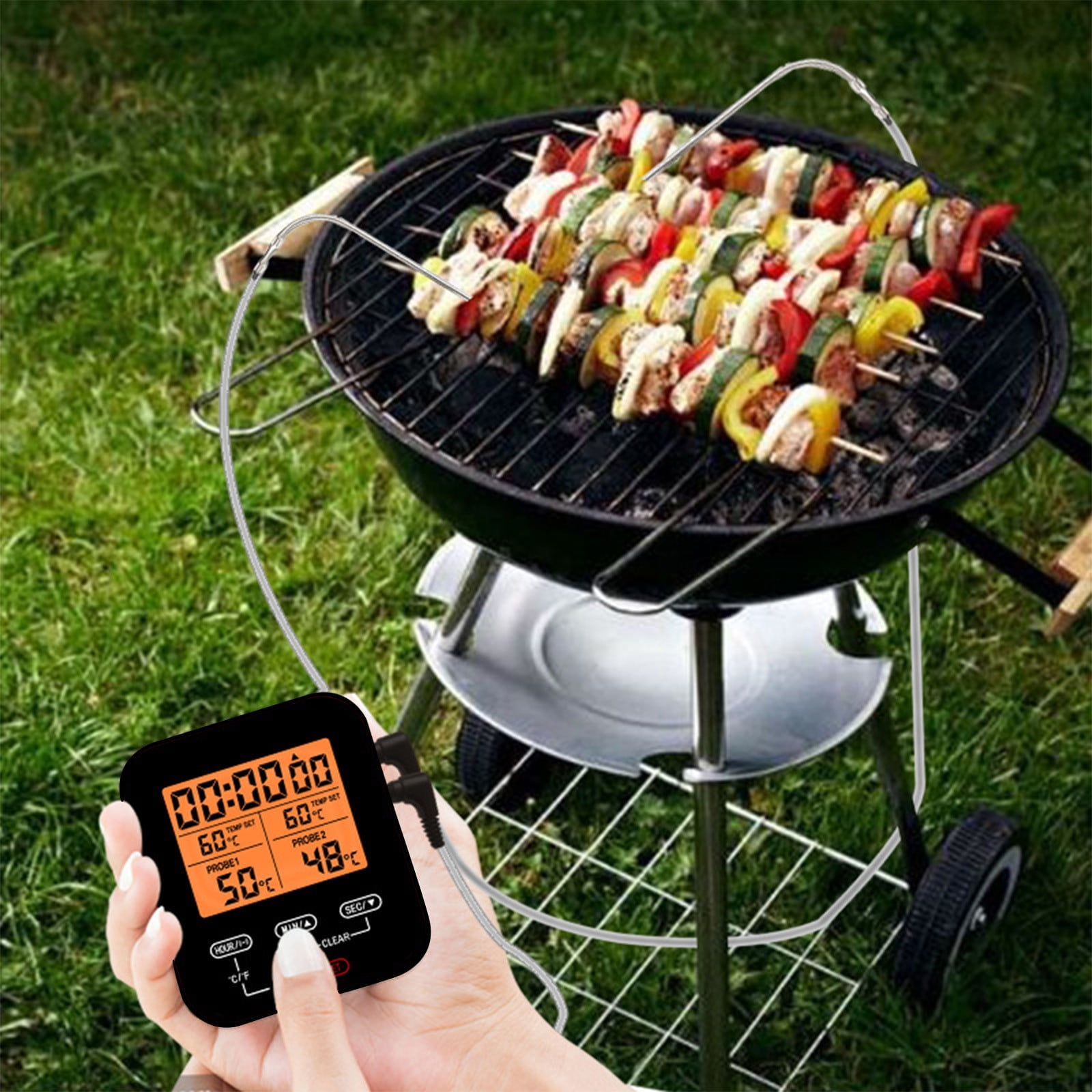 SHIMELE Digital Instant Read Meat Thermometer - Cooking Temperature Gauge for BBQ, Grill, Candy, Home Brewing, Oil Frying, with Backlit LCD Display