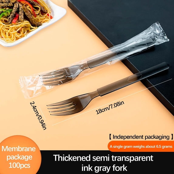 SHIMELE Disposable Plastic Cutlery Set, Thick Plastic Utensils, High-End Lightweight Fork Spoon Knife, Individually Packaged for Dining,Restaurants