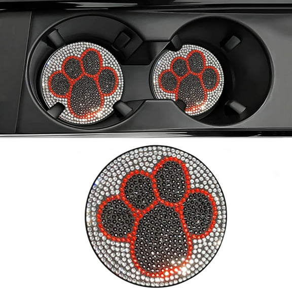 SHIMELE Dog Paw Print Car Cup Mat | Non-Slip Saucer | Heat Insulation Drink Holder | Universal Fit for Cars, Home & Office | Easy Clean PVC & Glass Design