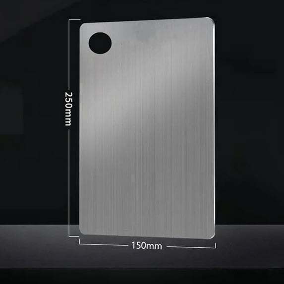 SHIMELE Double Sided Stainless Steel Chopping Board - Durable Kitchen Cutting Board, Non-Porous, Knife-Friendly, Easy to Clean for Meat and Vegetables, Hanging Hole