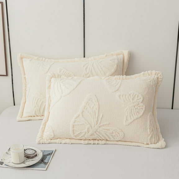 SHIMELE Double Sided Velvet Pillowcases, Soft Milk Velvet, Thickened Warm Pillow Covers for All Pillows, 2-Pack, Cozy Sleep Accessories