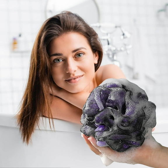 SHIMELE Dreamy Colorful Bath Sponge - Soft Scrubbing Loofah for Gentle Cleansing - Non-Scattering Shower Ball with Convenient Hanging Loop - 12cm