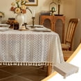 thumbnail image 1 of SHIMELE Elegant Retro Geometric Lace Tablecloth with White Tassel - Protective and Decorative for Home, Parties, and Special Occasions, 1 of 6