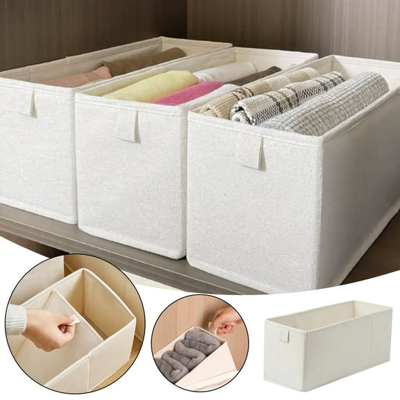 SHIMELE Fabric Storage Cabinet Movable Foldable Underwear Organizer Portable Box Cotton Linen Sorting Household Bedroom Space Saving Solution