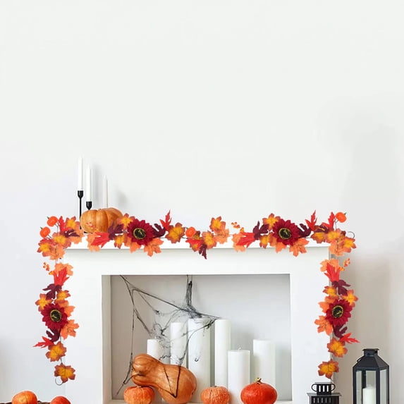 SHIMELE Halloween Fake Maple Leaf Vines, Artificial Maple Leaf Garland, Fall Decoration, Autumn Decor, Home or Party Theme Decorating, 68.89in Multicolor