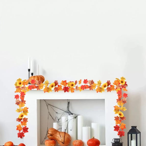 SHIMELE Halloween Fake Maple Leaf Vines, Artificial Maple Leaf Garland, Fall Decoration, Autumn Decor, Home or Party Theme Decorating, 68.89in Multicolor