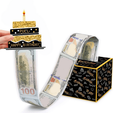 SHIMELE Happy Birthday Cash Pull Gift Box - DIY Money Roll Surprise Kit - Elegant Cardboard Present for Friends and Family on Special Occasions