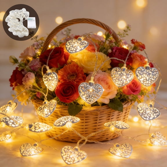 SHIMELE Heart-Shaped Wrought Iron String Lights, Decorative Proposal Lights, LED Mood Lighting, Festive Night Light, Romantic Party Decor, Unique Home Decorative Lights