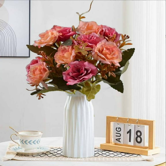 SHIMELE High-End Artificial Flower Bouquets, Diamond Rose Plastic Flowers, 10 Mini Roses, Decorative Home Accent, Waterproof Non-Fading Color, Multi-Color Options