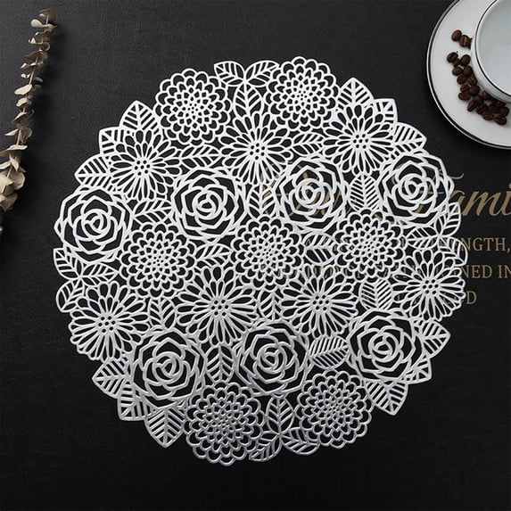 SHIMELE Hollowed Out Insulation Mats, PVC Leather Placemats, Coffee Mats, Kitchen Table Mats, Waterproof Non-Slip Dining Mats, Easy to Clean Table Decor, Heat-Resistant Surface Protector